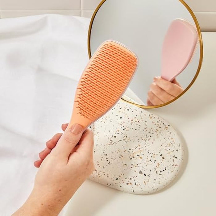 Tangle Teezer Mini The Ultimate Detangler Hairbrush |Gentle on Wet Hair | Two-Tiered Teeth & Comfortable Handle | Ideal for Kids And Travel | Reduces Knots & Breakage | Salmon Pink & Apricot - Image 5